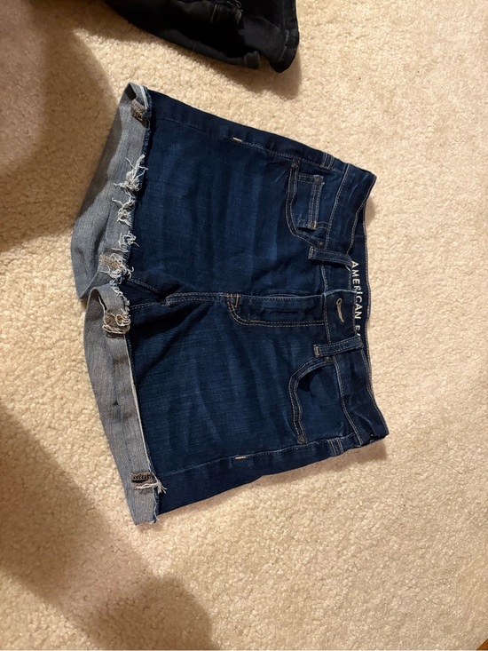 American Eagle Outfitters Pants - American Eagle Outfitters Dark Indigo Frayed Hem Denim Shorts